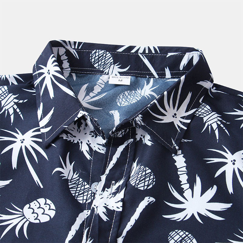 Herren Kurzarmhemd Navyblau mit Logodruck