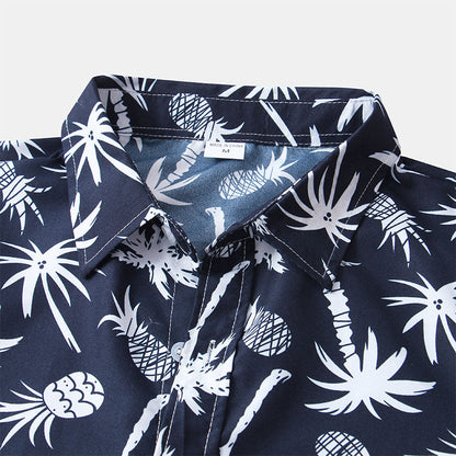 Herren Kurzarmhemd Navyblau mit Logodruck