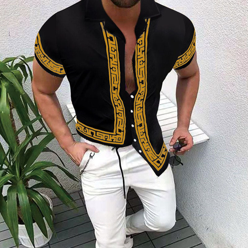 Herren Sommerhemd Blumenmuster Hawaiianisch Baumwolle Blau