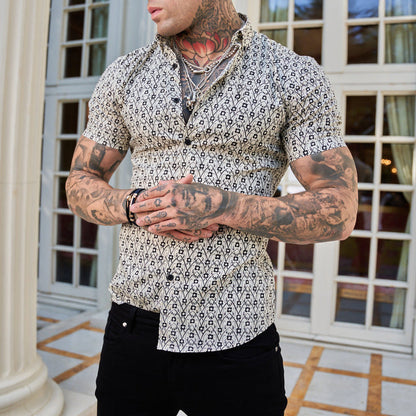 Herren Slim-Fit-Hemd Sommer-Print Modern