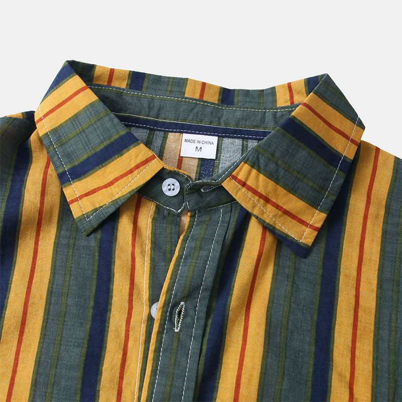 Herren Kurzarmhemd Gestreift Retro Stil