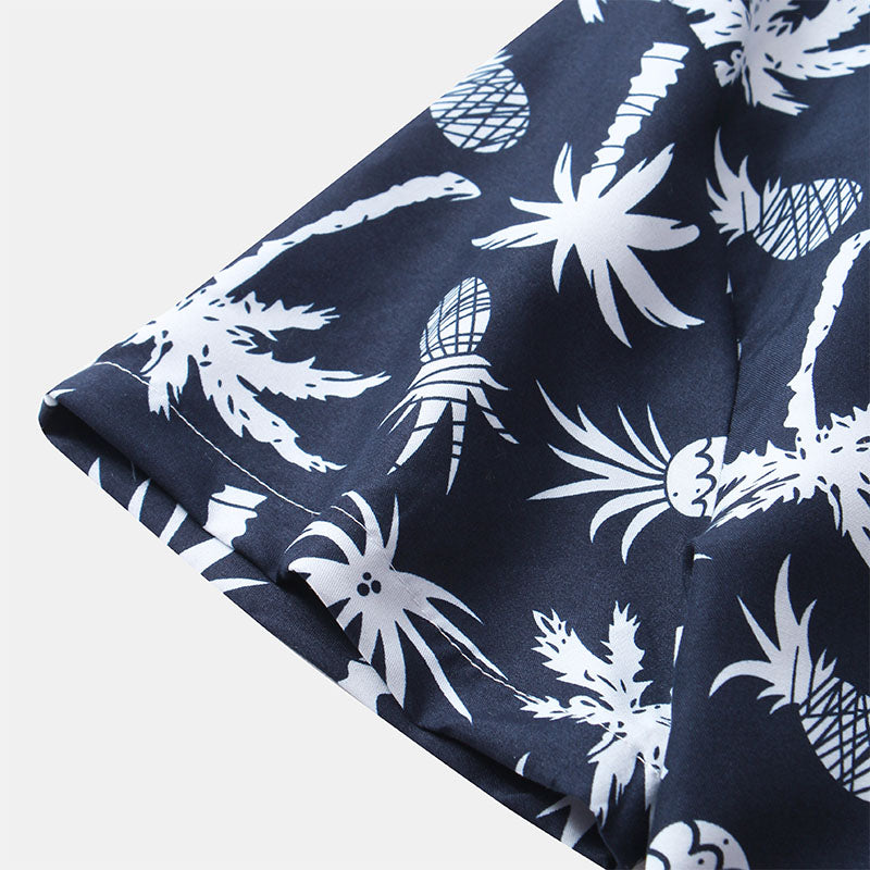Herren Kurzarmhemd Navyblau mit Logodruck