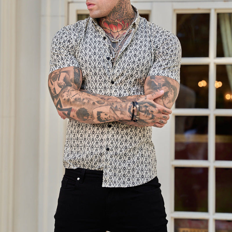 Herren Slim-Fit-Hemd Sommer-Print Modern