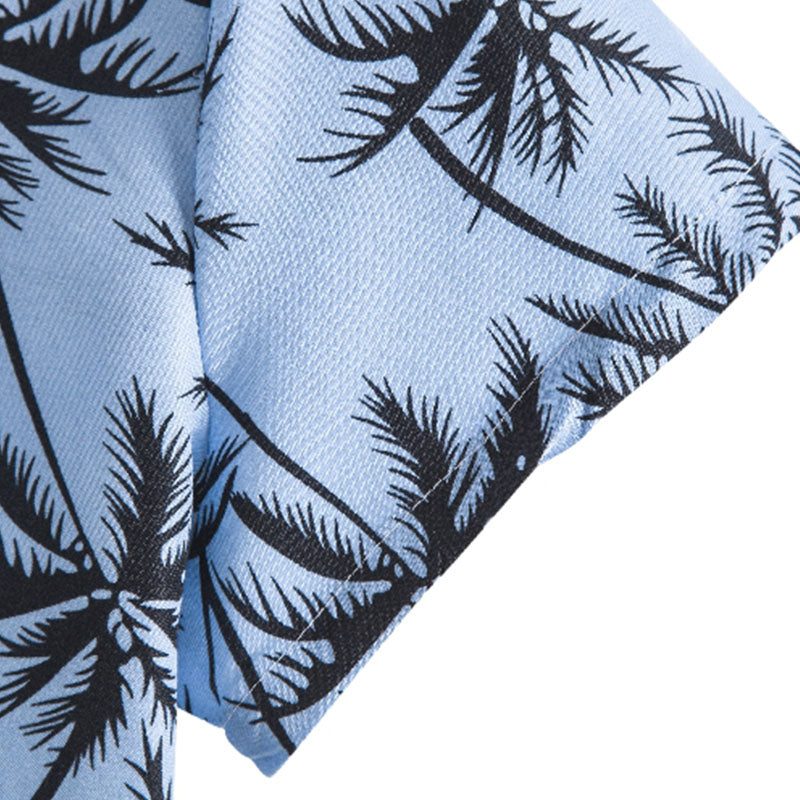 Herren-Hemd Baumwolle Palmen-Print Sommerhemd