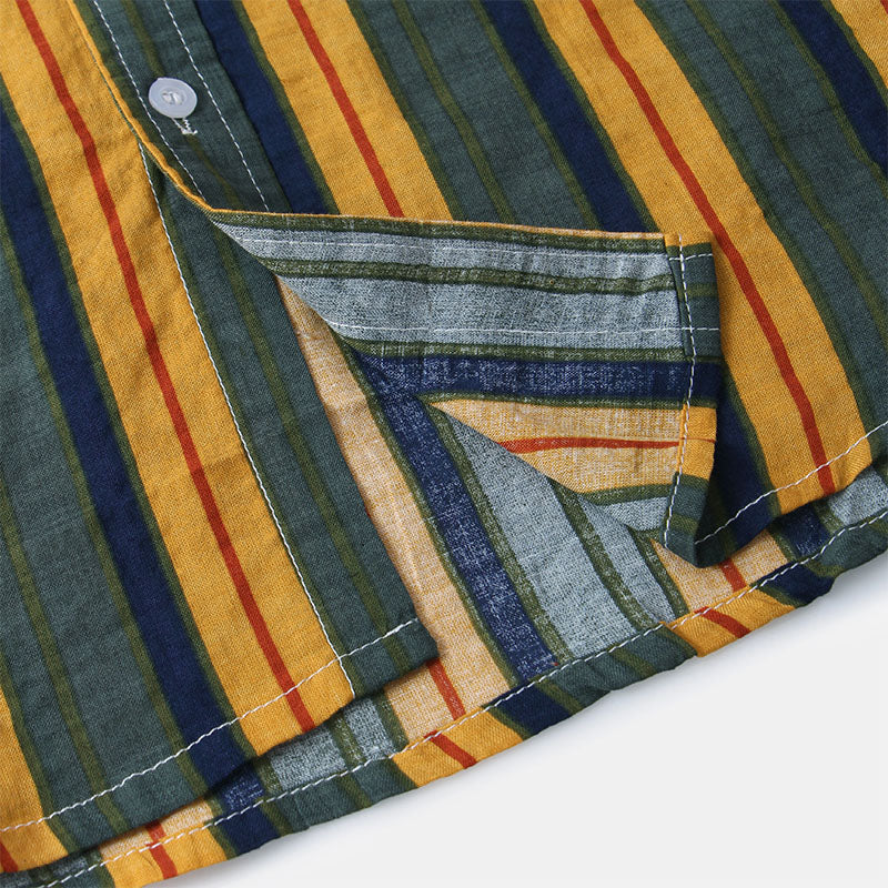 Herren Kurzarmhemd Gestreift Retro Stil