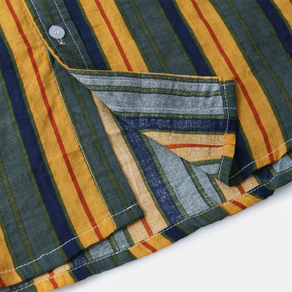 Herren Kurzarmhemd Gestreift Retro Stil