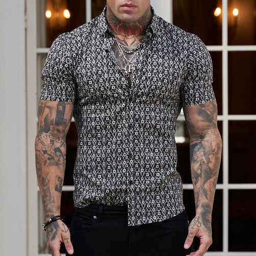 Herren Slim-Fit-Hemd Sommer-Print Modern