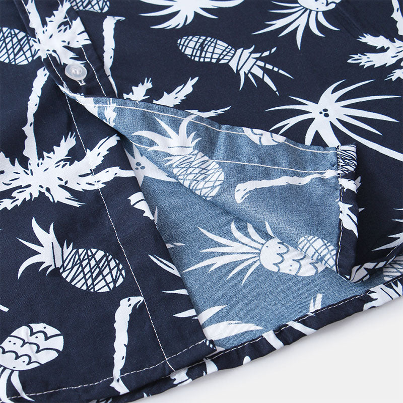 Herren Kurzarmhemd Navyblau mit Logodruck