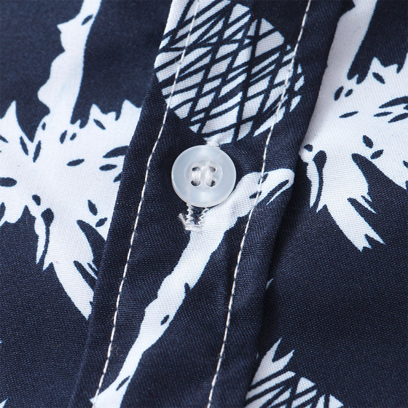 Herren Kurzarmhemd Navyblau mit Logodruck