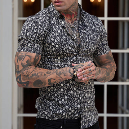 Herren Slim-Fit-Hemd Sommer-Print Modern