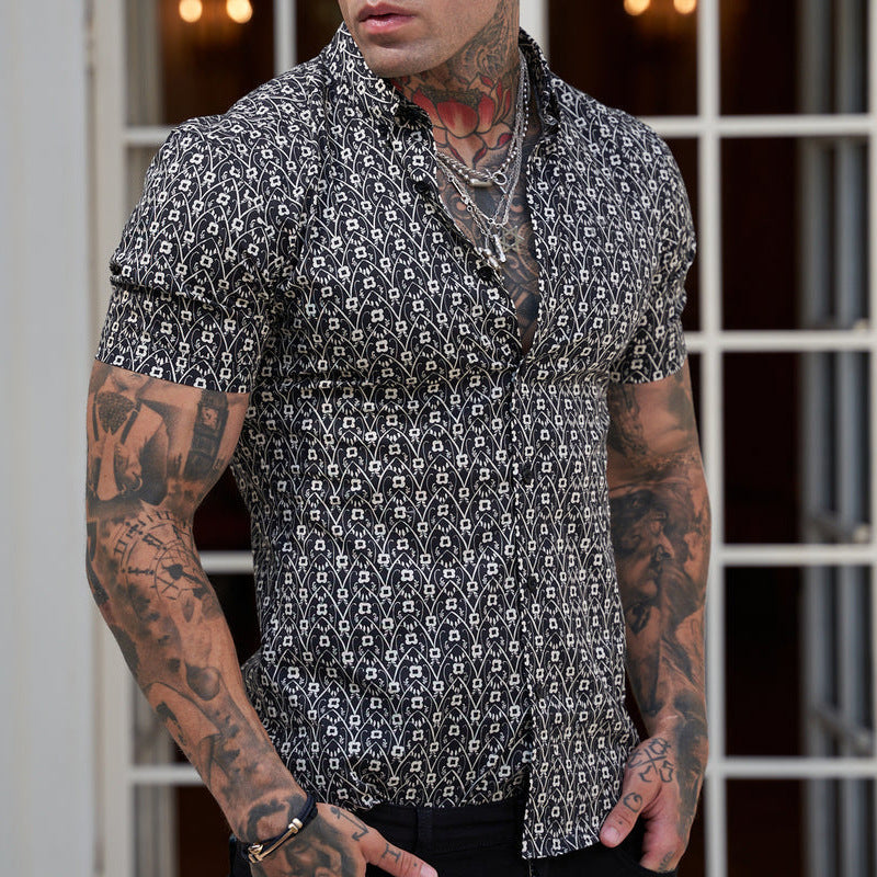 Herren Slim-Fit-Hemd Sommer-Print Modern
