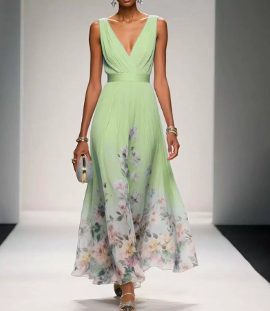 Damen Hochzeitskleid Blumenmuster Elegant