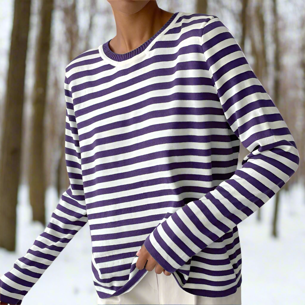 Damen Langarmshirt Gestreift Modern Lässig