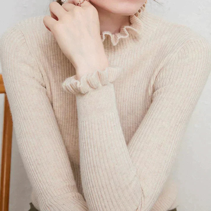 Damen Kaschmir Rollkragenpullover Weich Beige - Norvielle