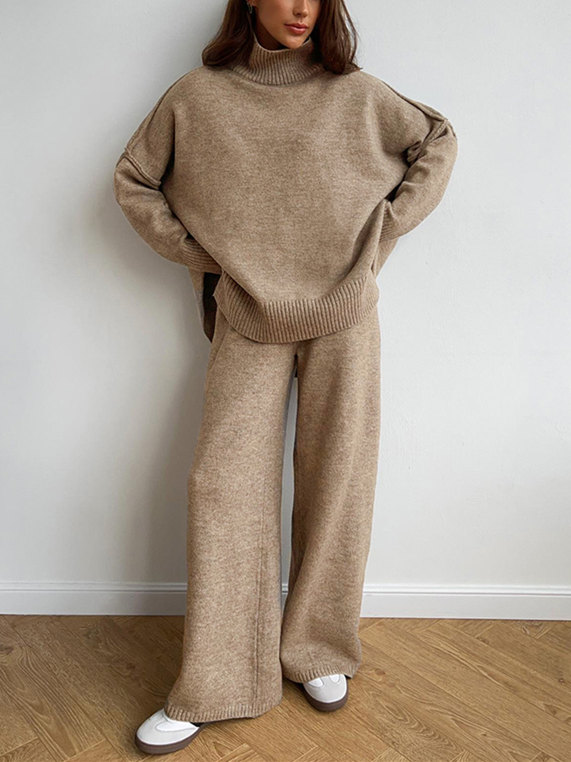 Damen Oversize Strickpullover Weich Beige - Norvielle