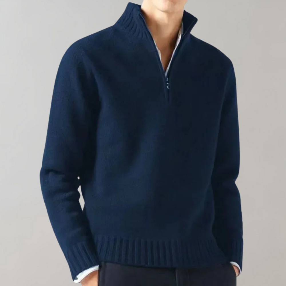 Eleganter Damenpullover Halb-Reißverschluss Modern