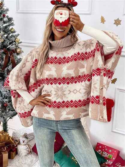 Damen Strickpullover Rentier Motiv Weihnachten