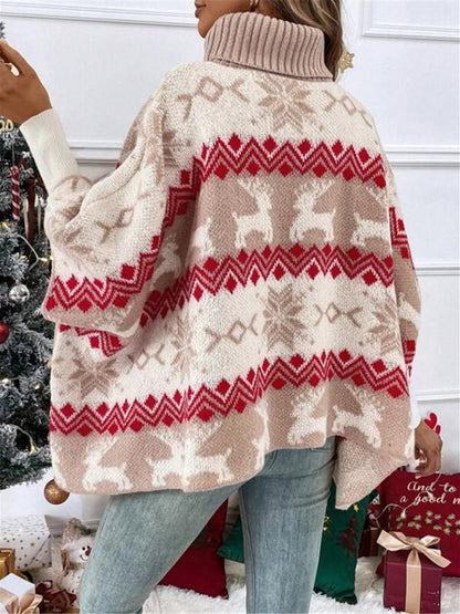 Damen Strickpullover Rentier Motiv Weihnachten