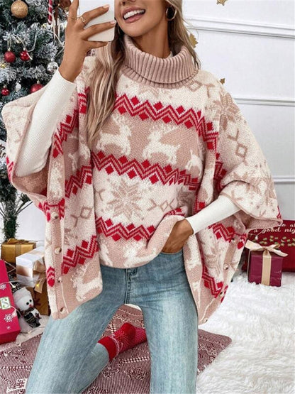 Damen Strickpullover Rentier Motiv Weihnachten