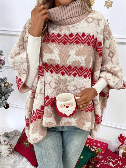 Damen Strickpullover Rentier Motiv Weihnachten