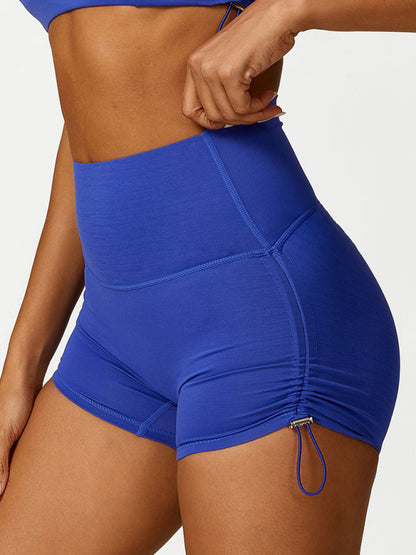 Damen Hochtailligen Sport Shorts Verstellbar