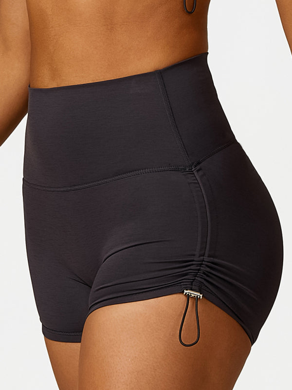 Damen Hochtailligen Sport Shorts Verstellbar