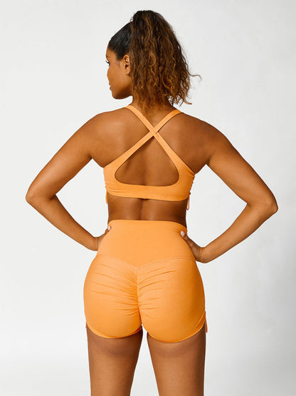 Damen Hochtailligen Sport Shorts Verstellbar
