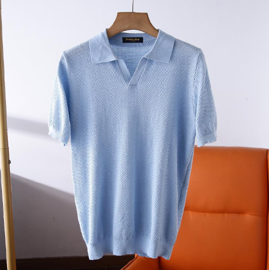 Herren Strickpolo Kurzarm Leicht Modern