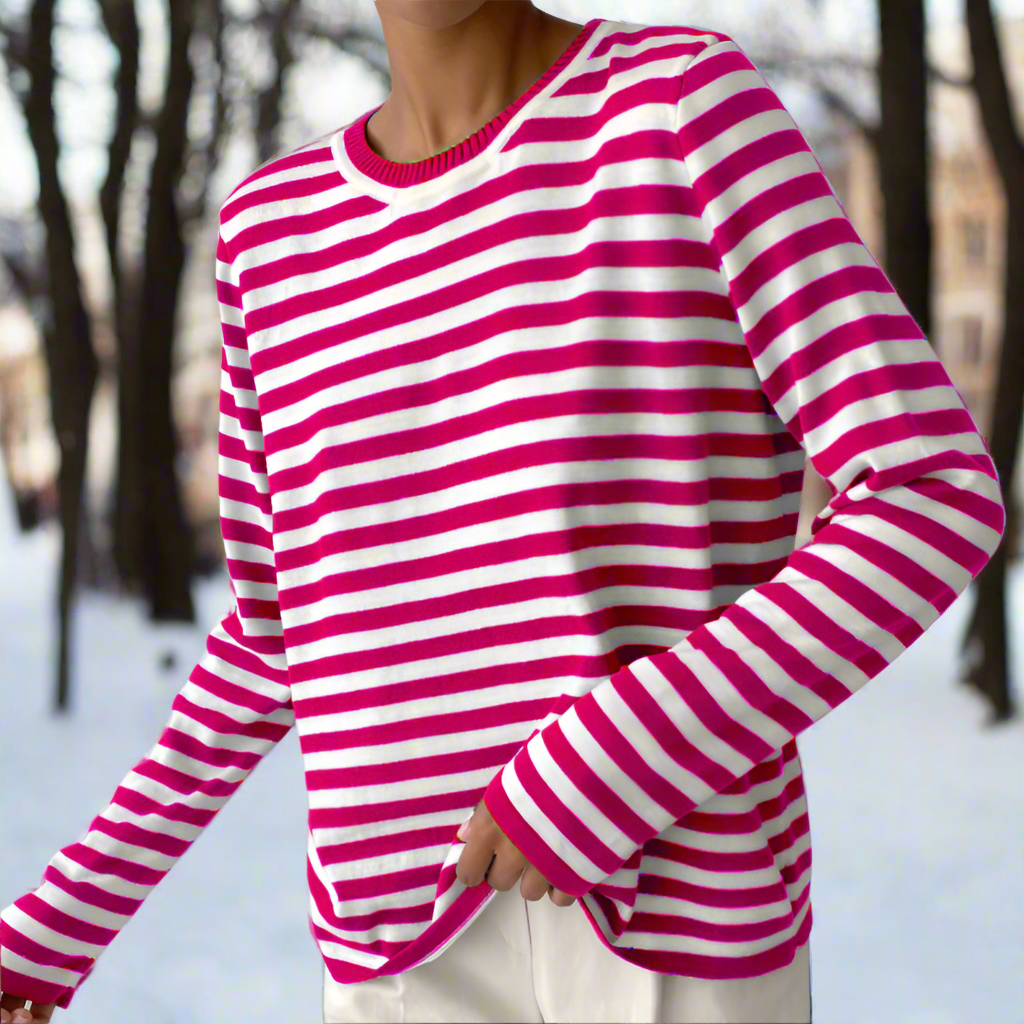 Damen Langarmshirt Gestreift Modern Lässig