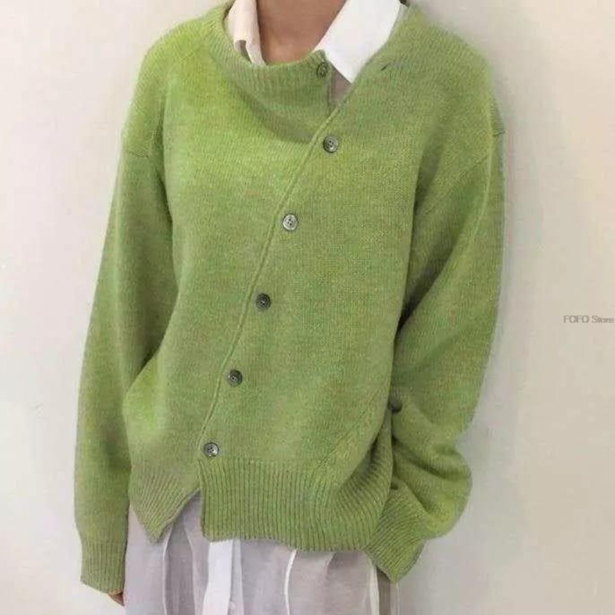 Damen Winterpullover Mit Knöpfen Warm