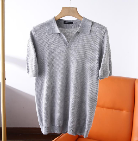 Herren Strickpolo Kurzarm Leicht Modern - Norvielle