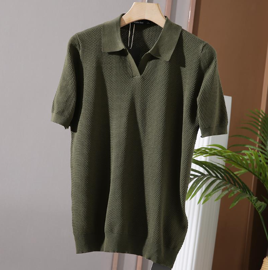 Herren Strickpolo Kurzarm Leicht Modern