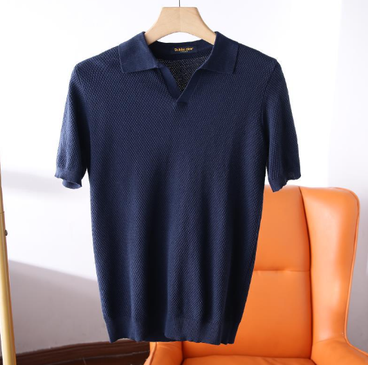 Herren Strickpolo Kurzarm Leicht Modern
