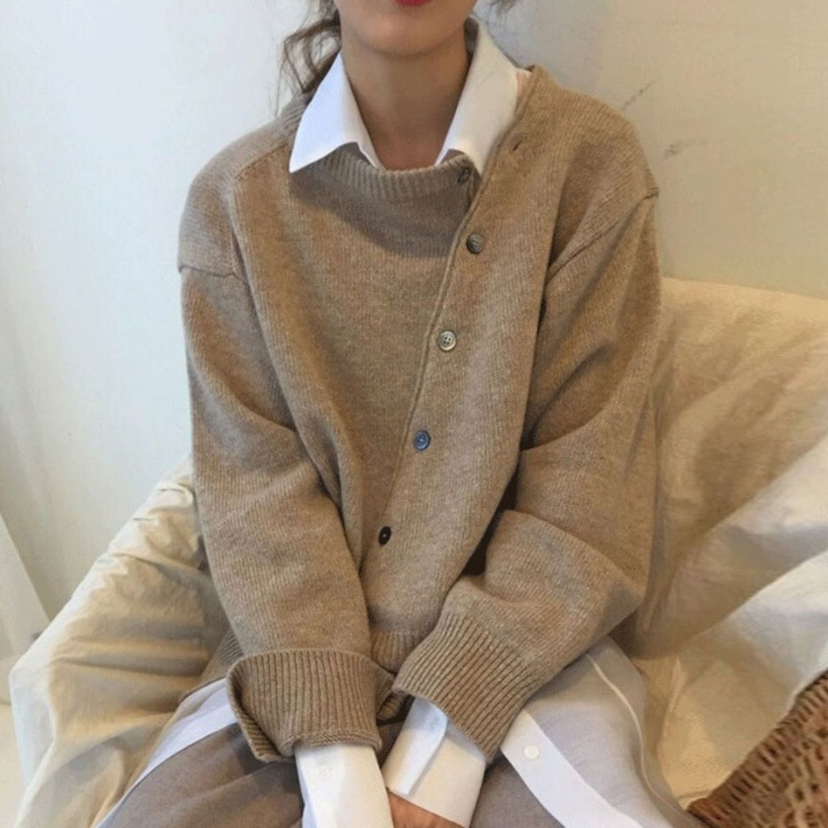 Damen Winterpullover Mit Knöpfen Warm - Norvielle
