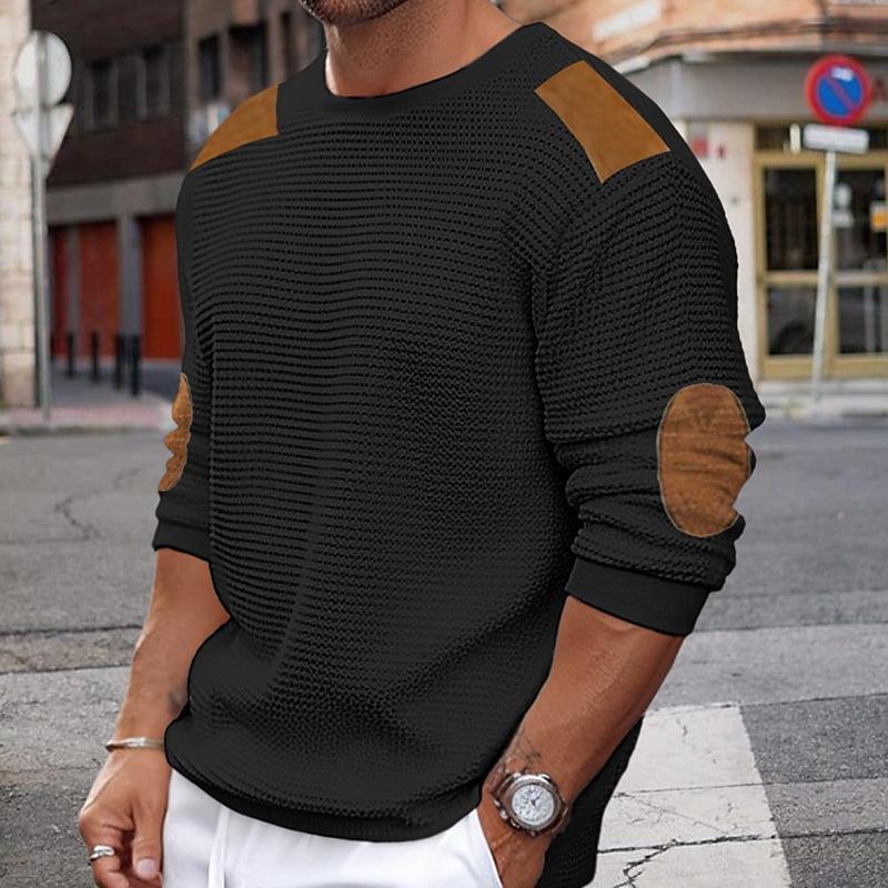 er Damen Strickpullover Lederdetails Modern