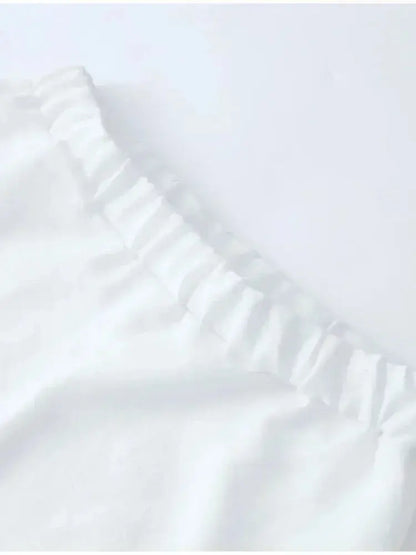 Zoë | Stilvolle weiße Rüschen Shorts Set Zendoo.de
