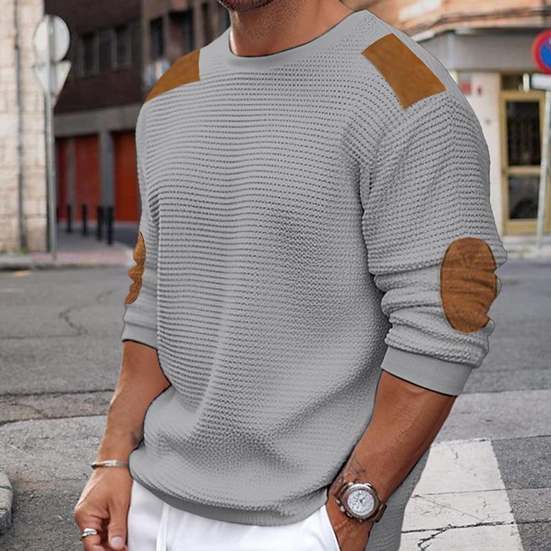 er Damen Strickpullover Lederdetails Modern