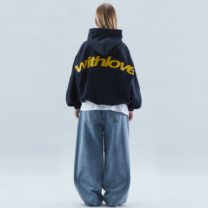 Damen Oversized Hoodie Love Print Groß