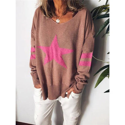 Weicher Oversized Pullover Sternenprint Langärmlig