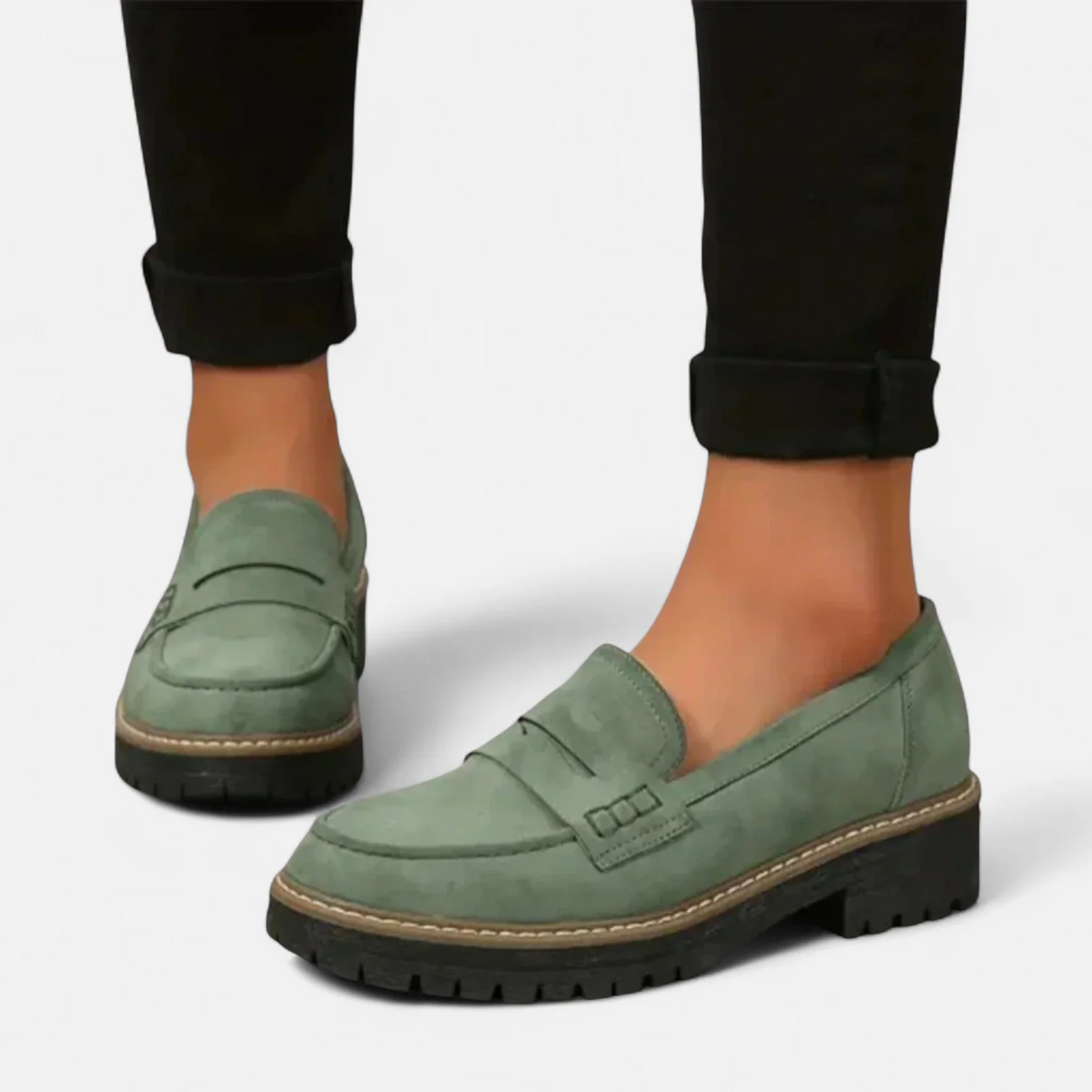 Damen Loafer Schuhe Klassisch Leder