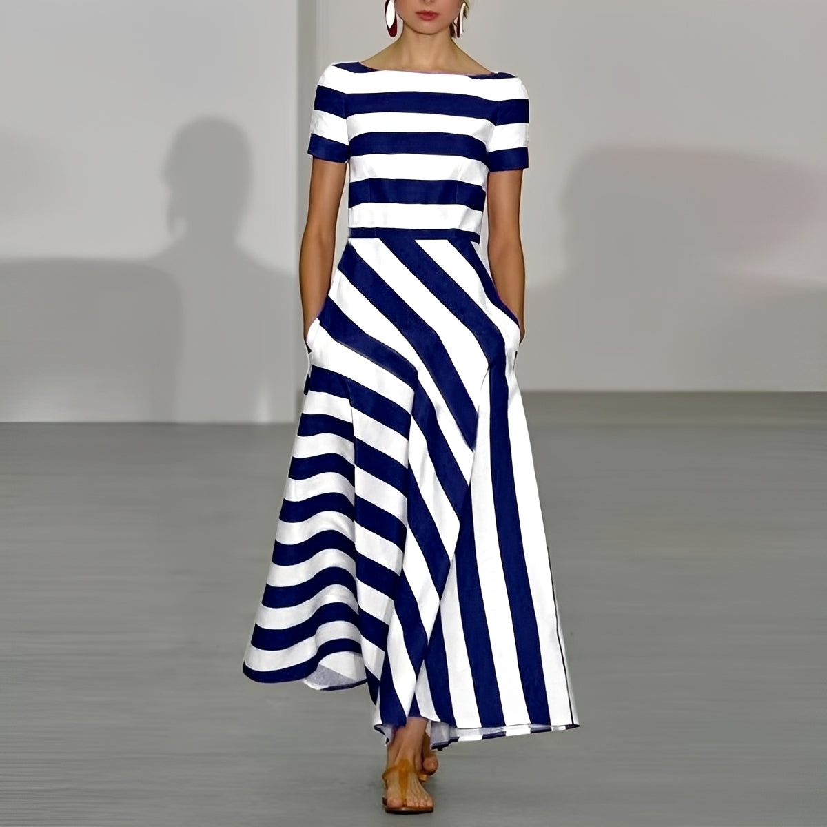 Damenkleid Gestreift Sommerkleid - Norvielle