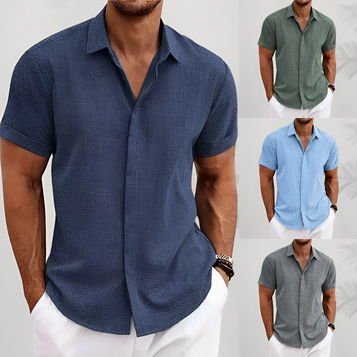 Herren Slim-Fit Hemd Modern Knöpfe