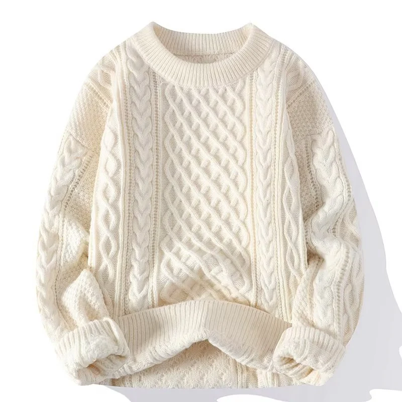 Wollpullover Damen Lässig Zopfmuster Rundhals - Norvielle