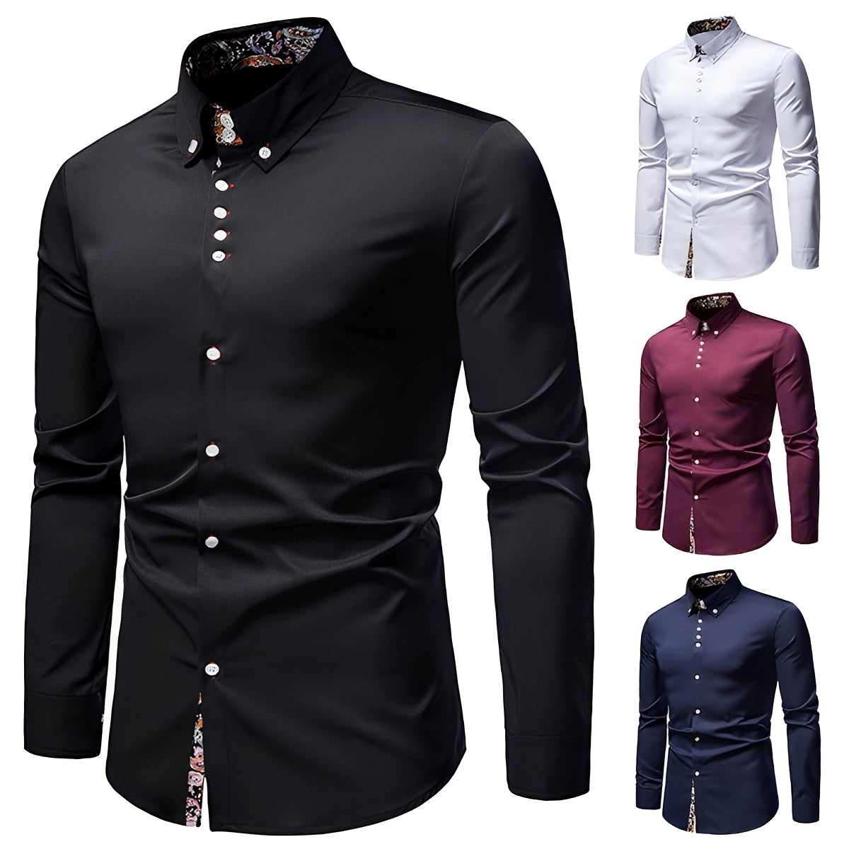 Herren Langarmhemd SlimFit Elegantes Design