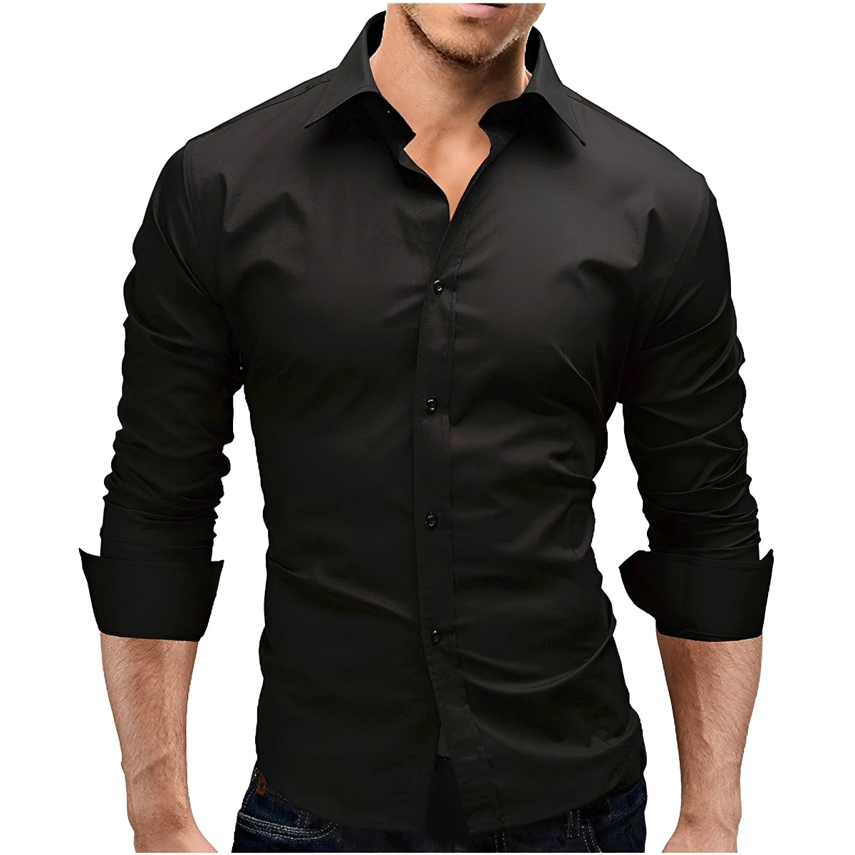 Herren Slim-Fit Hemd Elegantes Business Baumwolle Weiß - Norvielle