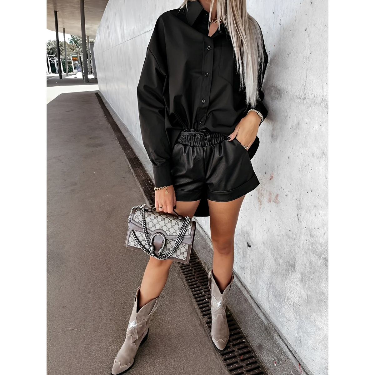 Damenbluse Langärmlig Dekolleté Eleganz - Norvielle