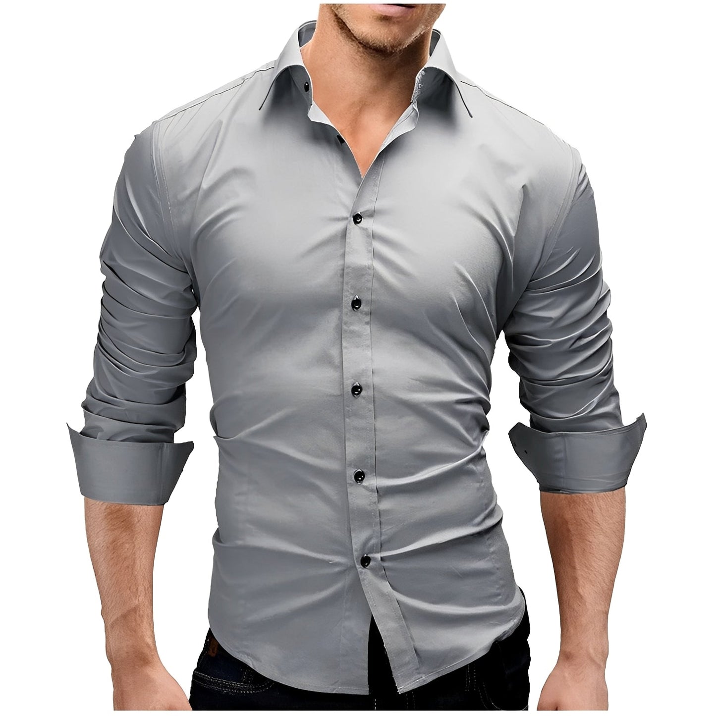 Herren Slim-Fit Hemd Elegantes Business Baumwolle