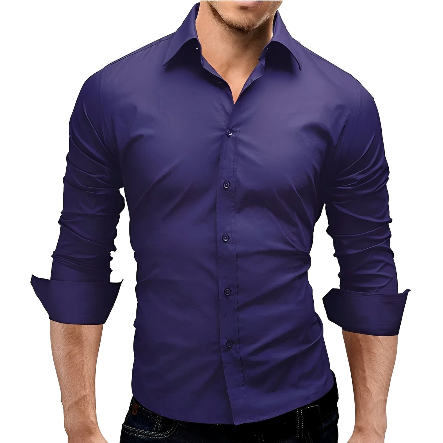 Herren Slim-Fit Hemd Elegantes Business Baumwolle
