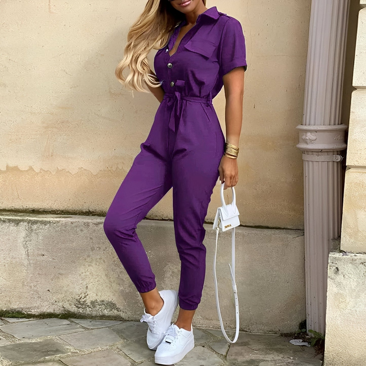 Eleganter Damen Jumpsuit Tailliert