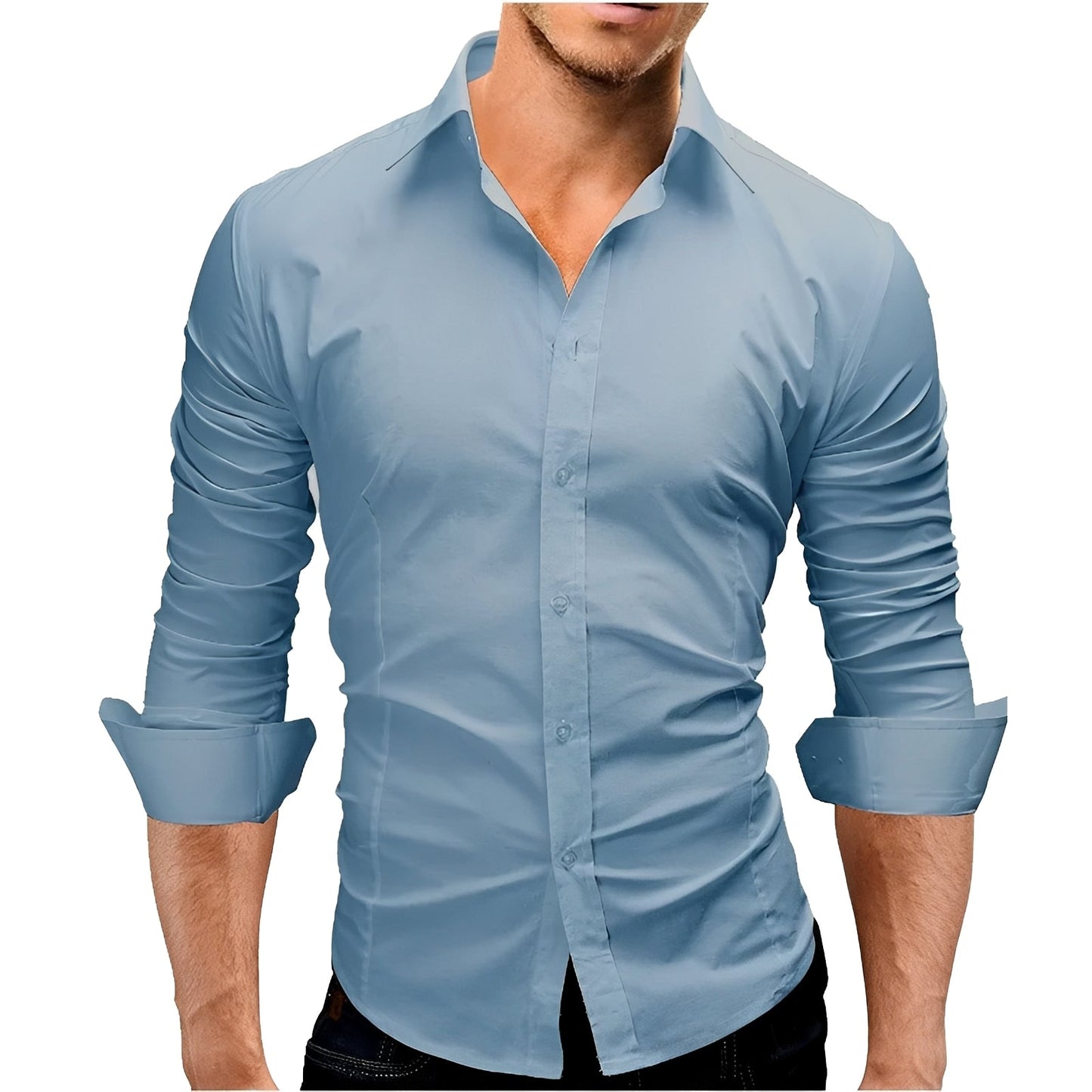 Herren Slim-Fit Hemd Elegantes Business Baumwolle